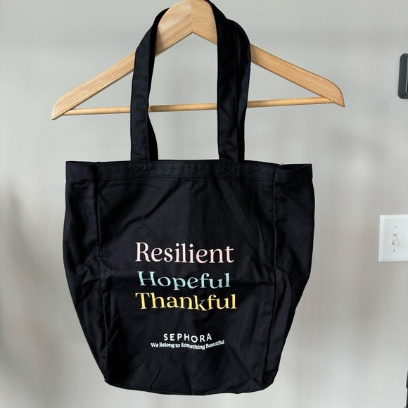 NWOT! Sephora Resilient Hopeful Thankful Canvas Bag - Picture 3 of 7